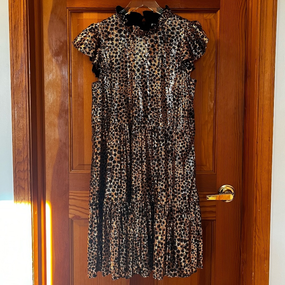 NWT Anthropologie Flutter Sleeve Leopard Sequin M… - image 2